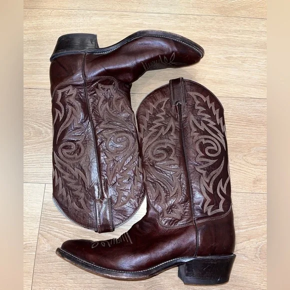 Justin 1564 Men's Classic Western Boot with Dark Brown Marbled Deerlite Cowhide - Picture 7 of 8